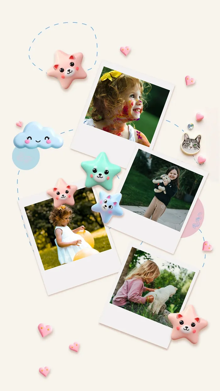 Коллаж на 4 детские фотографии