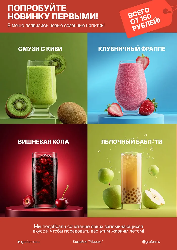 Плакат с напитками