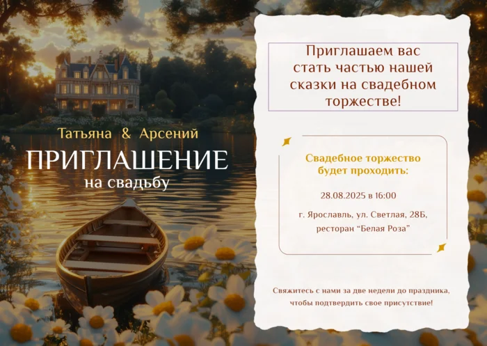 Сказочное приглашение на свадебное торжество