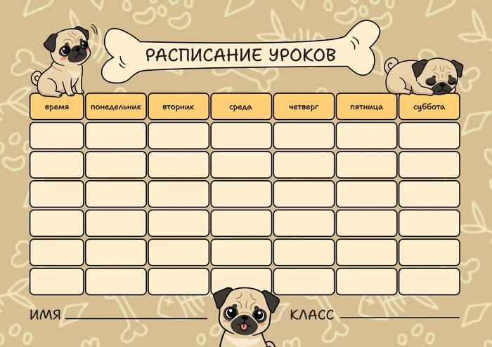 Школьное расписание занятий для ученика