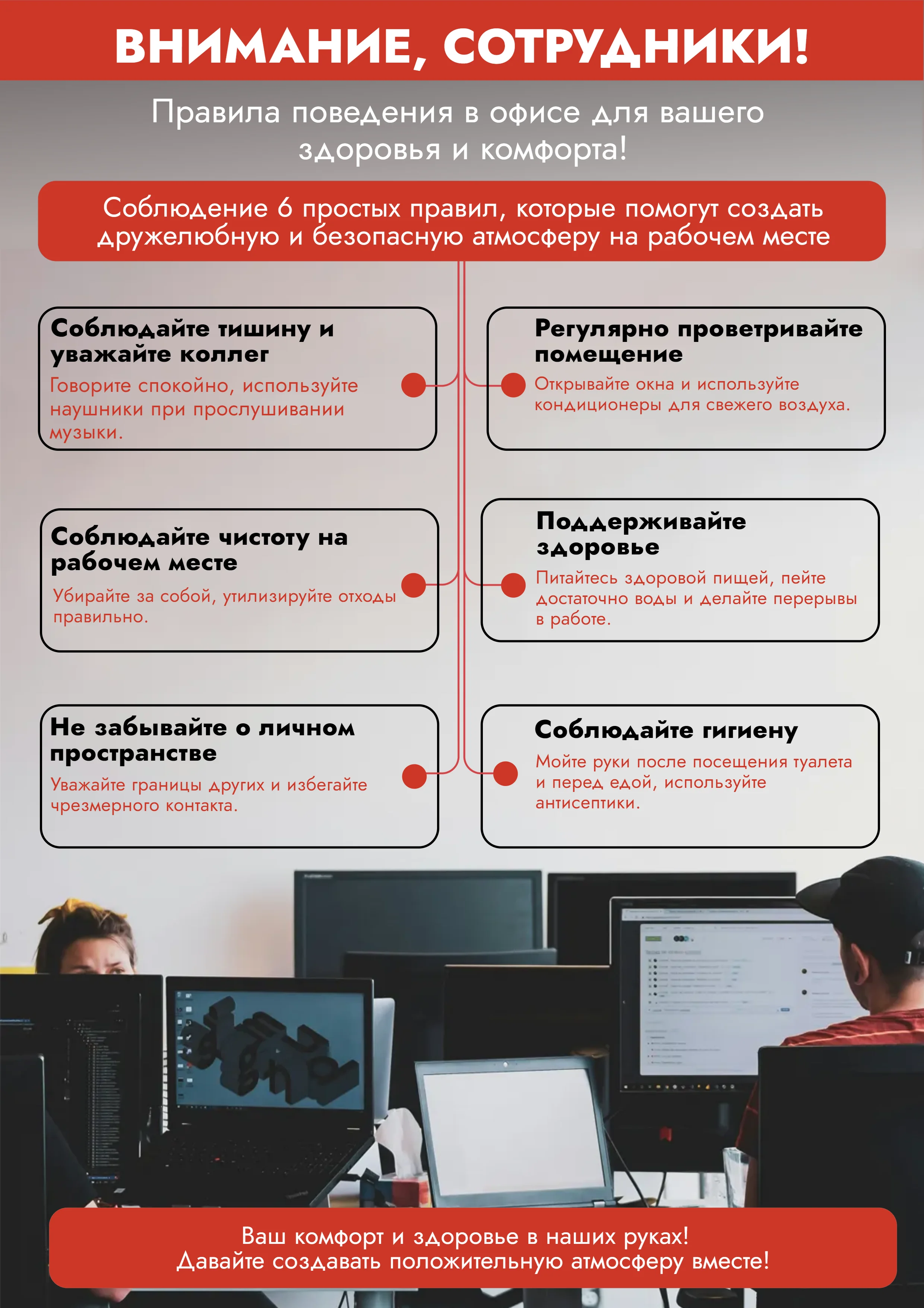 Плакат с правилами поведения в офисе