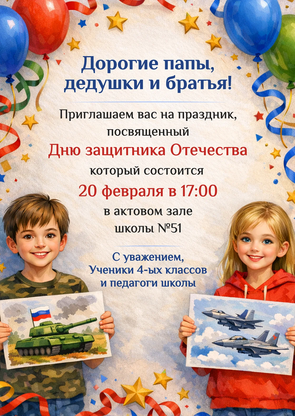 Как сделать открытку ко Дню защитника Отечества в Граформе